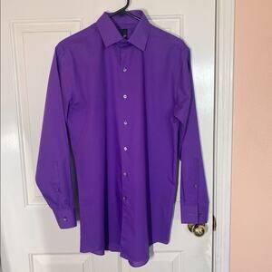 JF J.Ferrar Purple Long Sleeve Slim Fit Dress Shirt Button Down and Collared | M